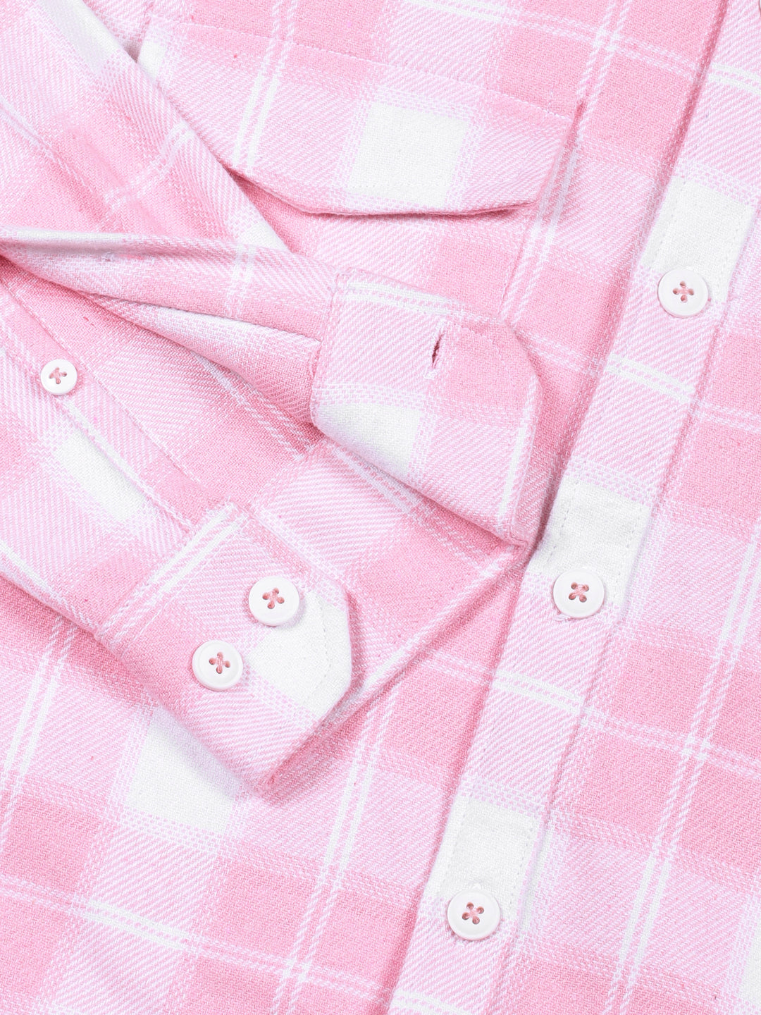 Thomas Scott Men Pink Regular Fit Long Sleeves Windowpane Checks Casual Shirt