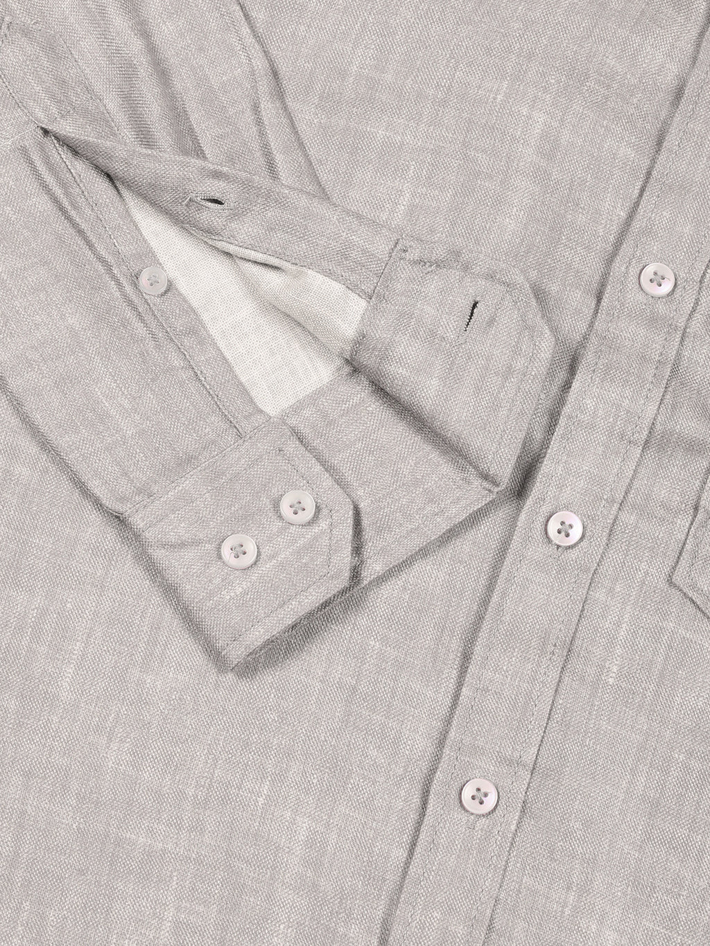 Thomas Scott Men Grey Slim Fit Long Sleeves Linen Casual Shirt