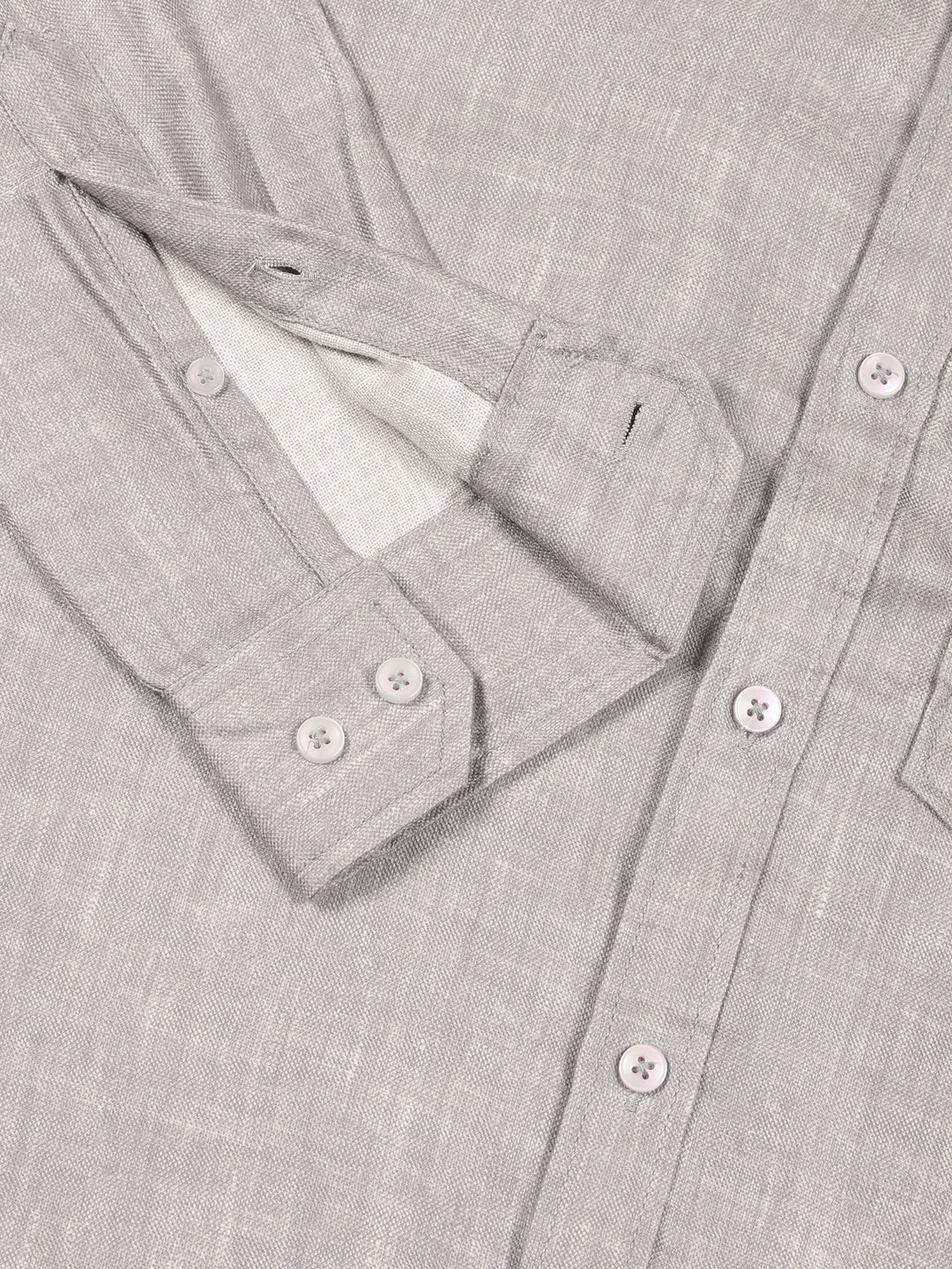Thomas Scott Men Grey Slim Fit Long Sleeves Linen Casual Shirt