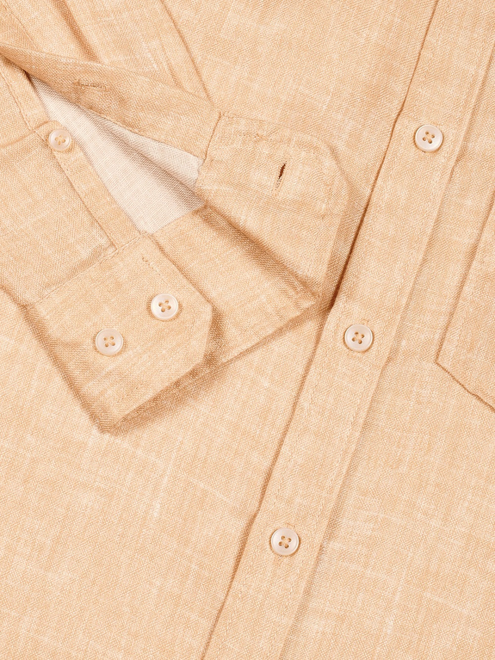 Thomas Scott Men Orange Slim Fit Long Sleeves Linen Casual Shirt