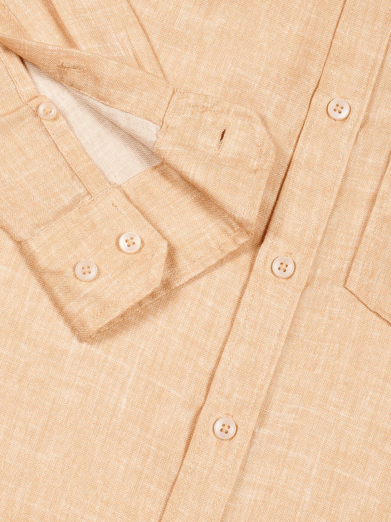 Thomas Scott Men Orange Slim Fit Long Sleeves Linen Casual Shirt