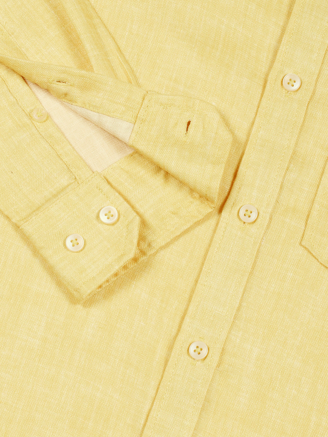 Thomas Scott Men Yellow Slim Fit Long Sleeves Linen Casual Shirt