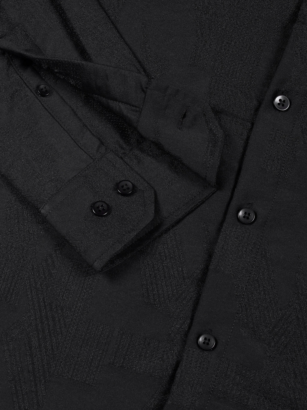 Thomas Scott Men Black Slim Fit Long Sleeves Solid Self Design Casual Shirt