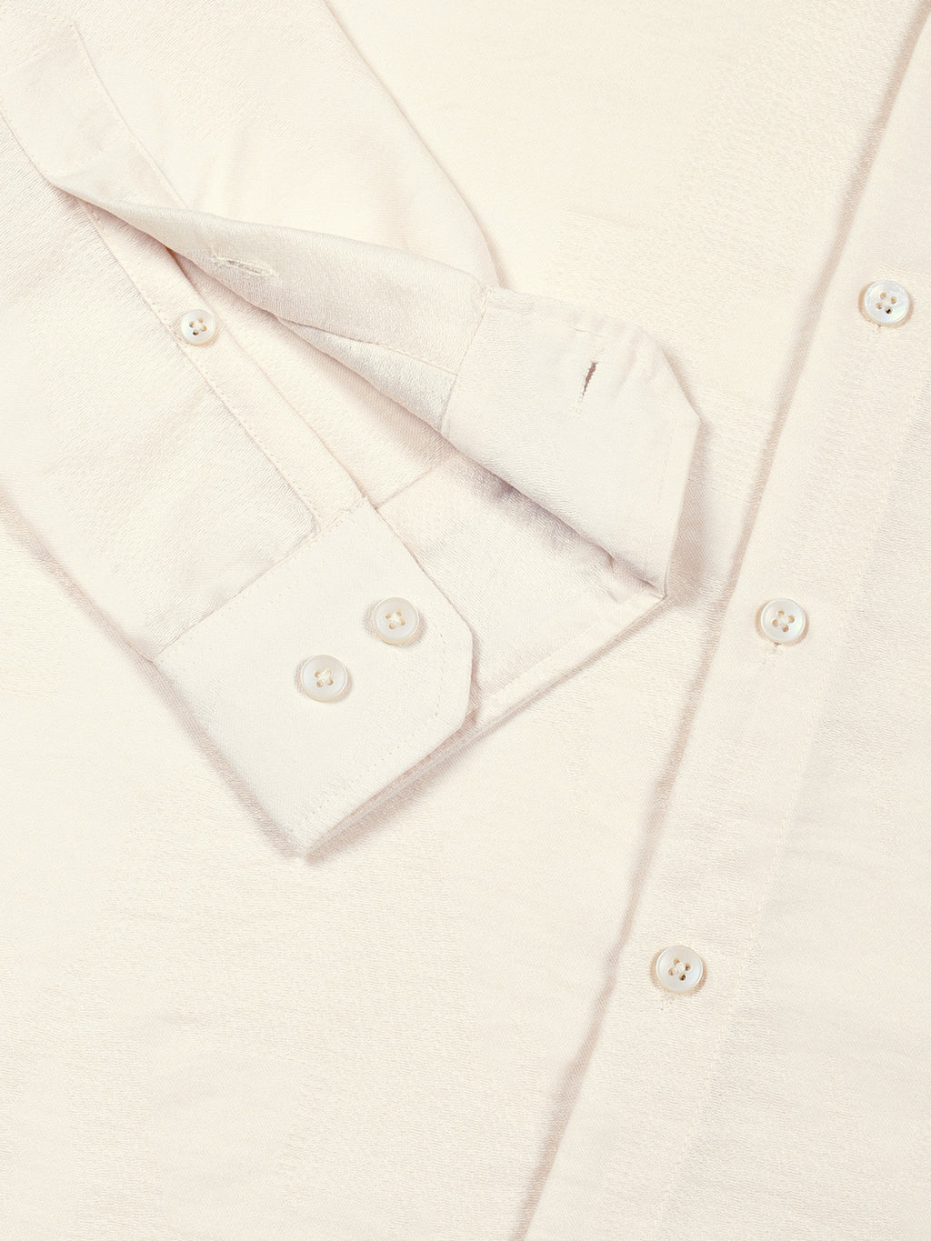 Thomas Scott Men Cream Slim Fit Long Sleeves Solid Self Design Casual Shirt