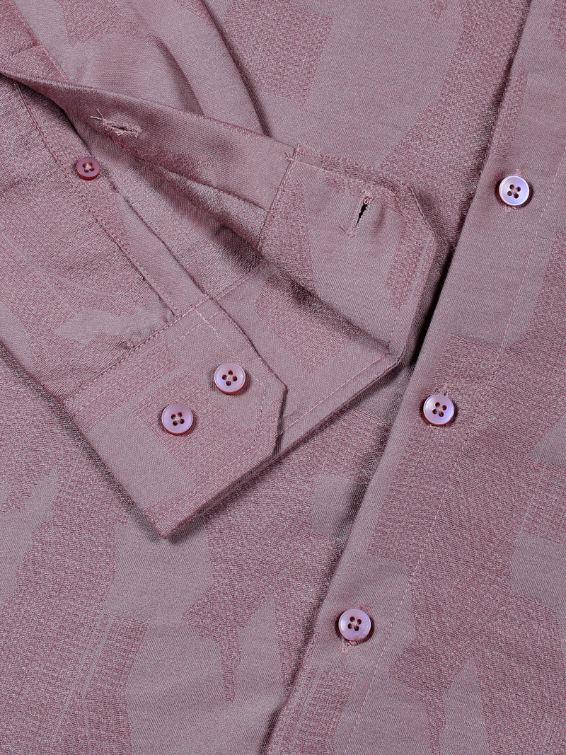 Thomas Scott Men Pink Slim Fit Long Sleeves Solid Self Design Casual Shirt