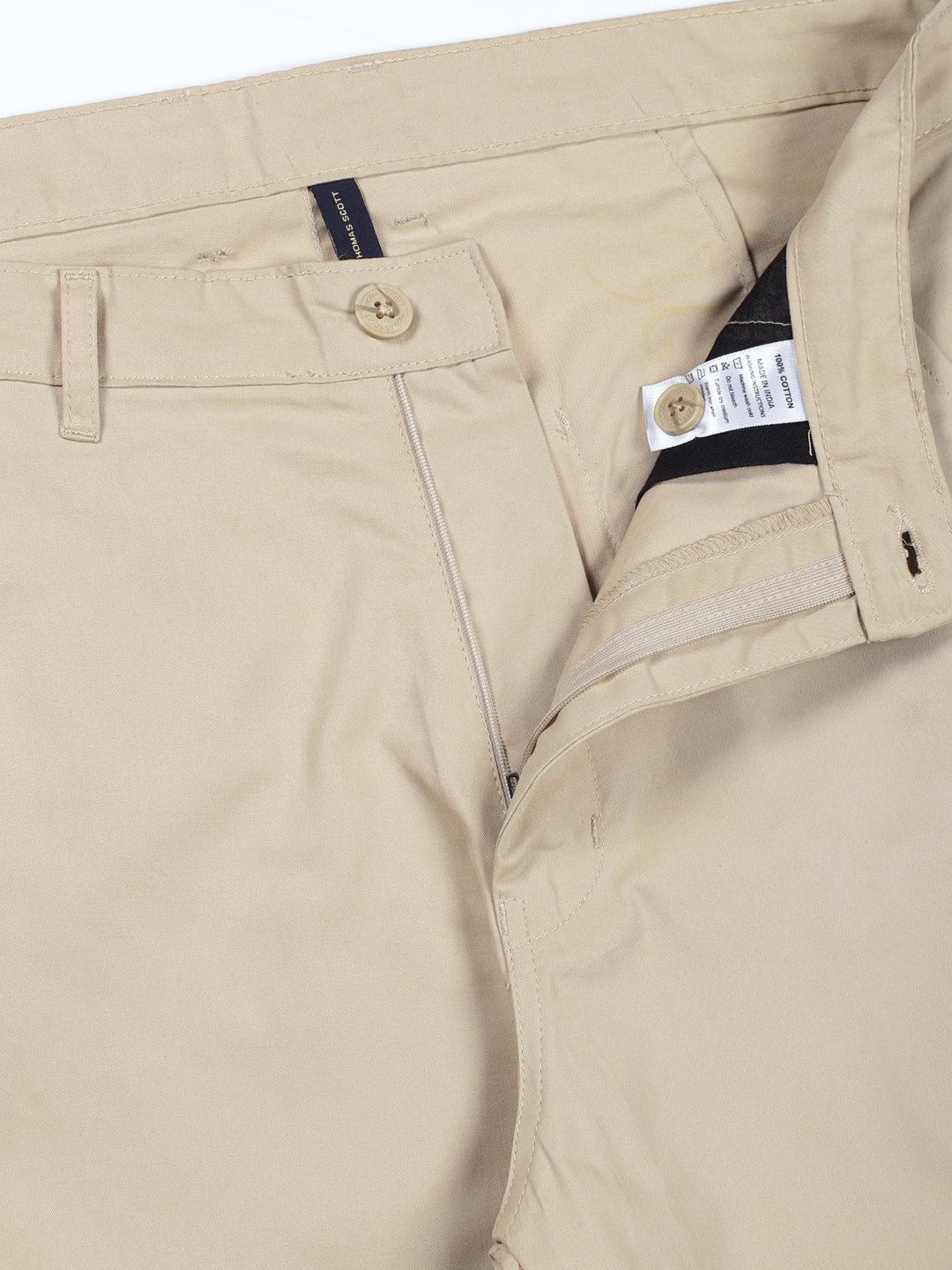 Thomas Scott Men Khaki Cotton Mid-Rise Original Cargo Trouser