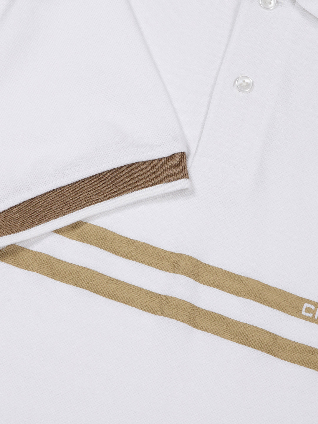 Thomas Scott Men White Striped Polo Collar Cotton T-shirt