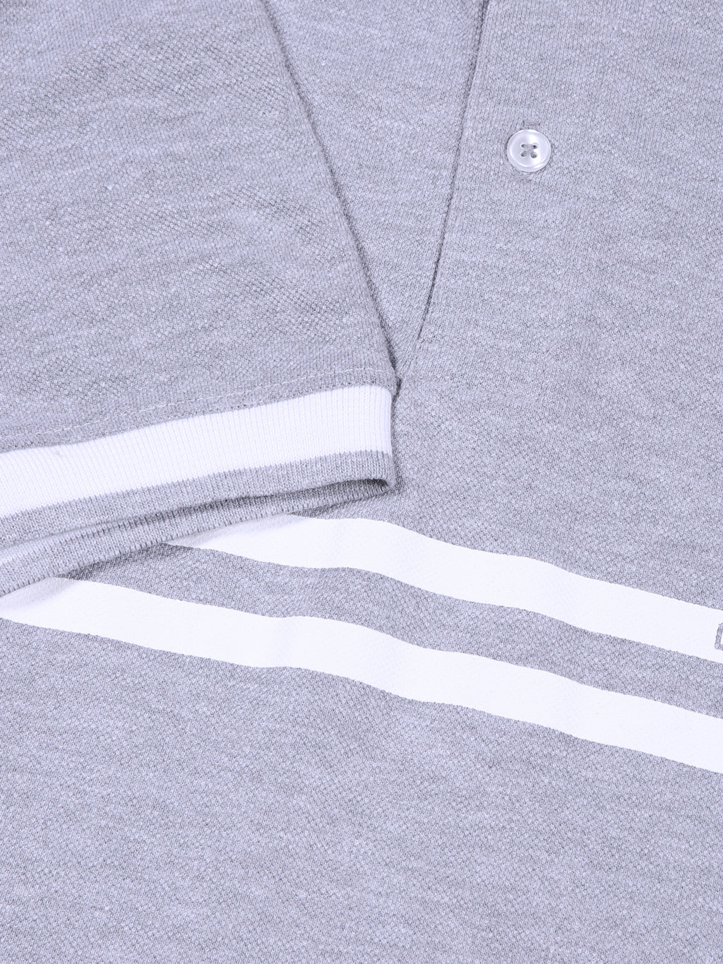 Thomas Scott Men Grey Mel Striped Polo Collar Cotton T-shirt