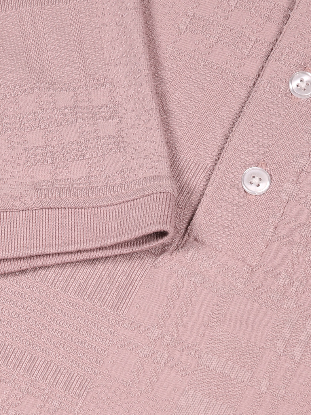 Thomas Scott Men Pink Textured Polo Collar Regular Fit T-shirt
