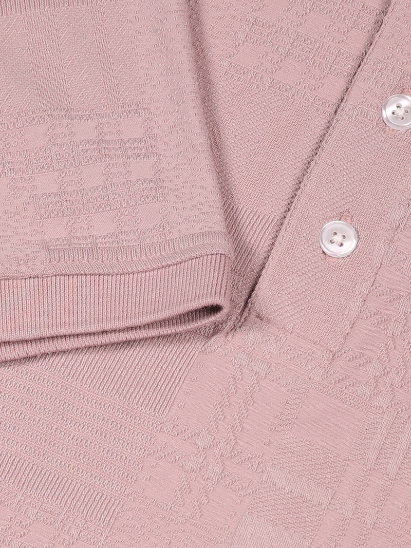Thomas Scott Men Pink Textured Polo Collar Regular Fit T-shirt
