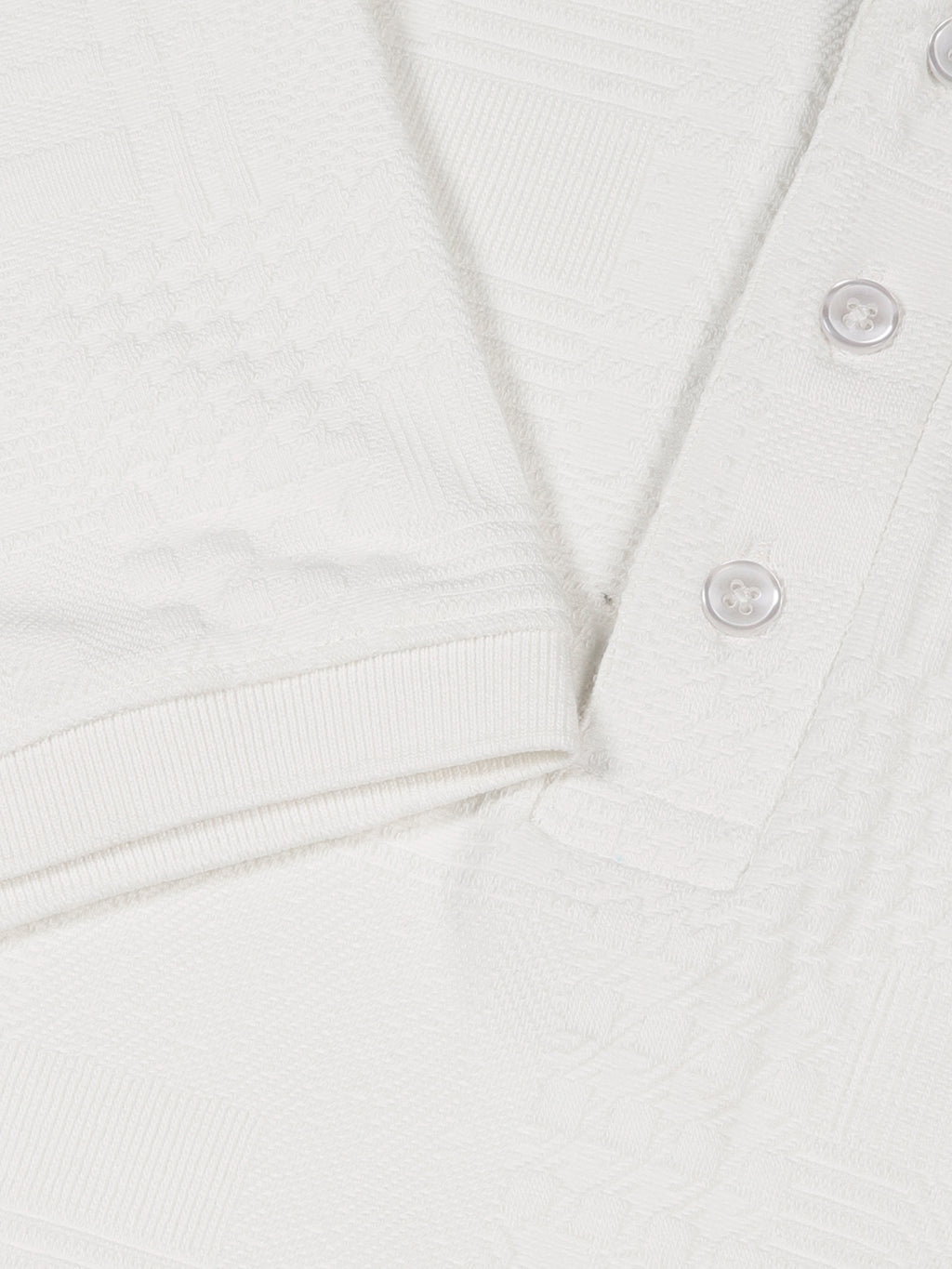 Thomas Scott Men White Textured Polo Collar Regular Fit T-shirt