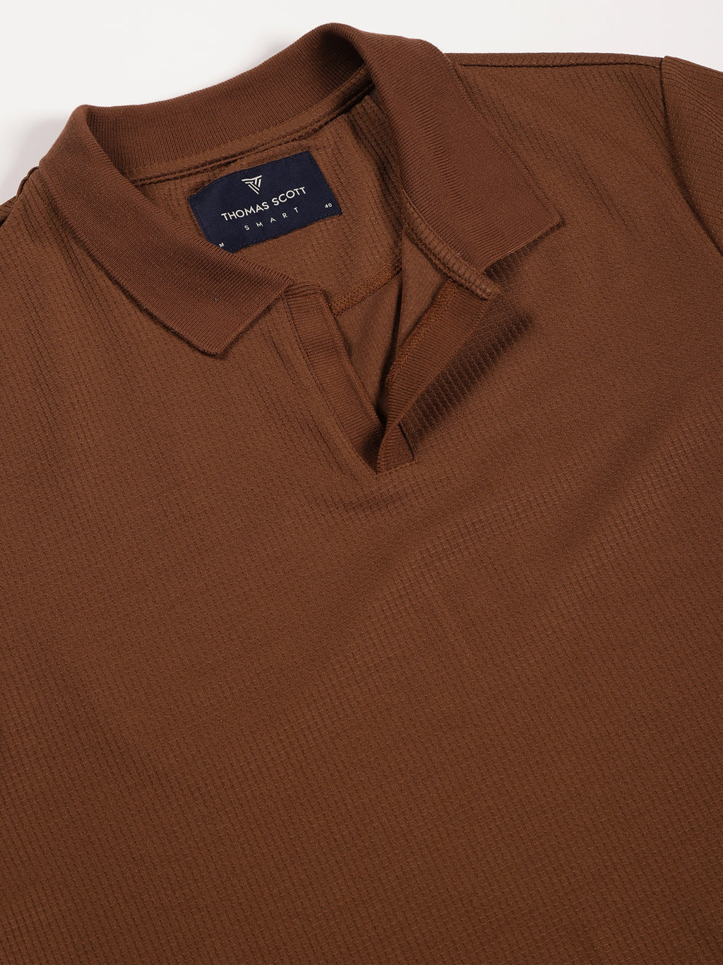 Thomas Scott Men Coffee Brown Anti Odour Solid Polo Collar T-Shirt