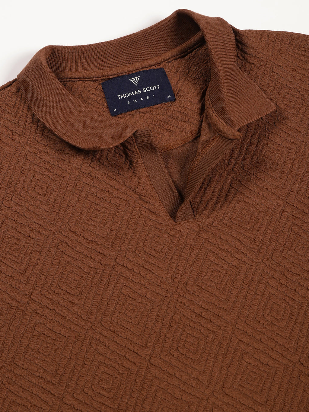 Thomas Scott Men Coffee Brown Anti Odour Solid Polo Collar T-shirt