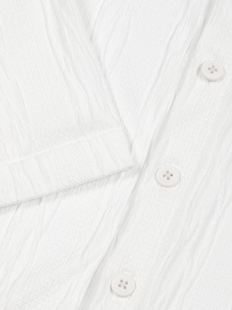 Thomas Scott Men White Oversized Textured Knitted Casual Shirt