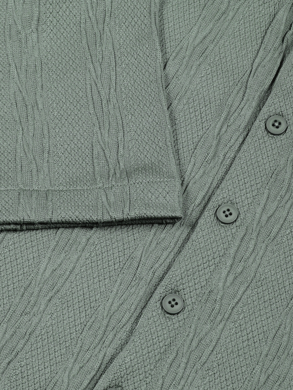 Thomas Scott Men Green Oversized Textured Knitted Casual Shirt