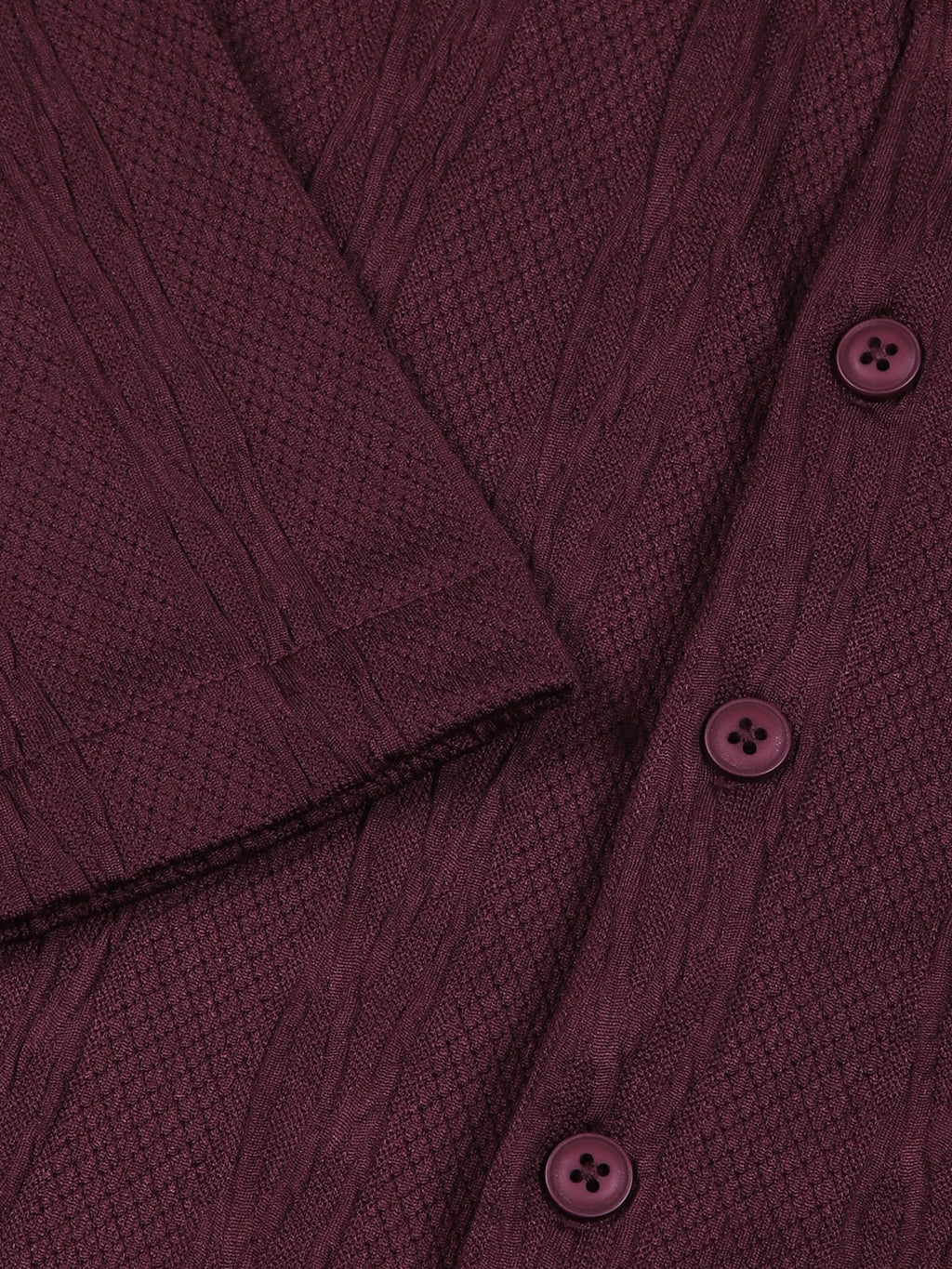 Thomas Scott Men Maroon Oversized Textured Knitted Casual Shirt