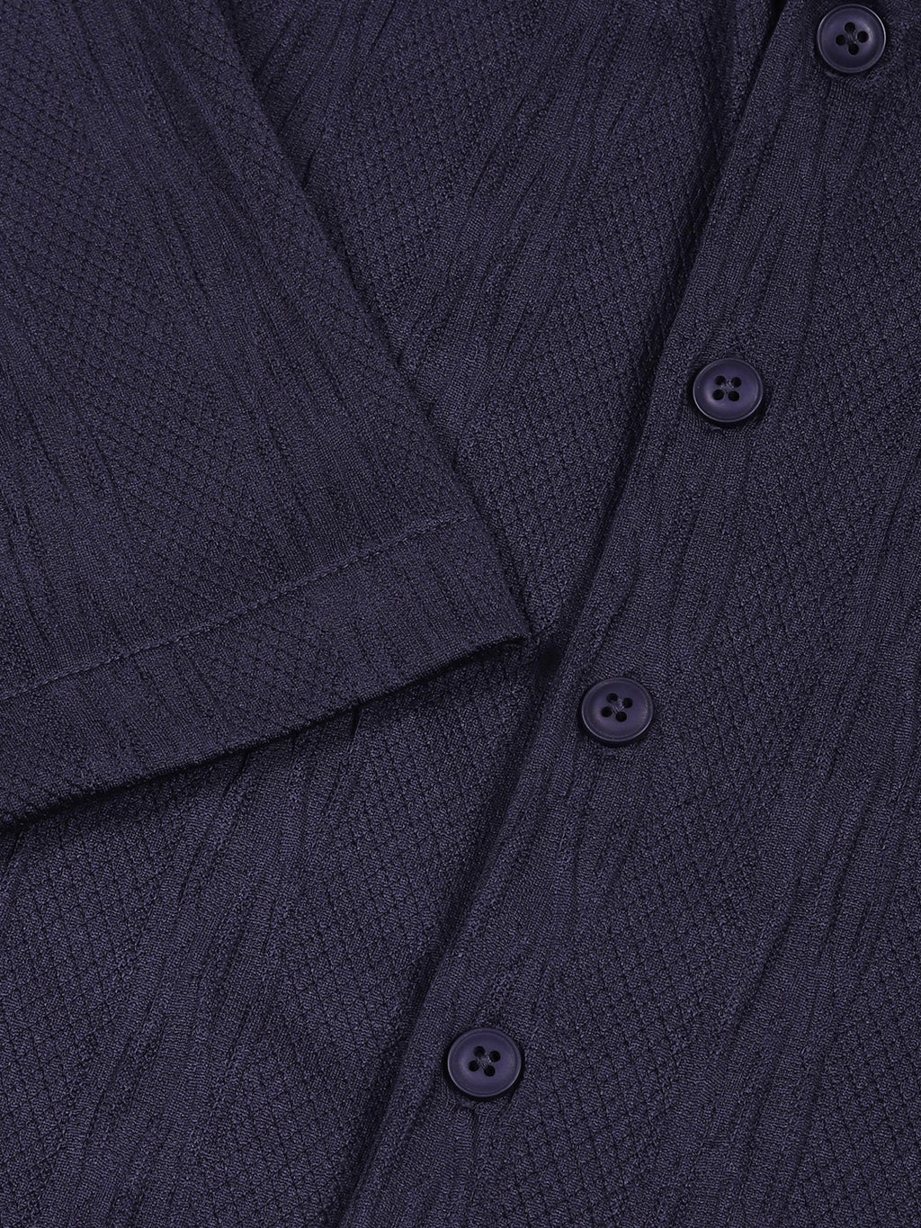 Thomas Scott Men Navy Oversized Textured Knitted Casual Shirt
