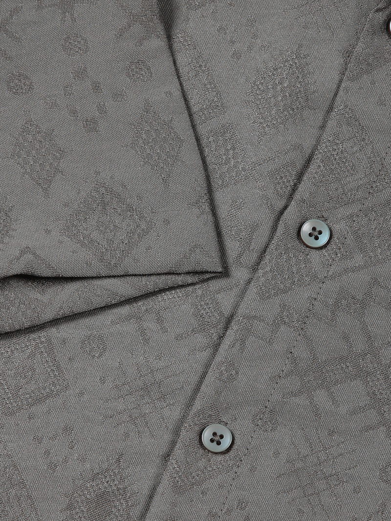 Thomas Scott Men Olive Slim Fit Geometric Print Casual Shirt
