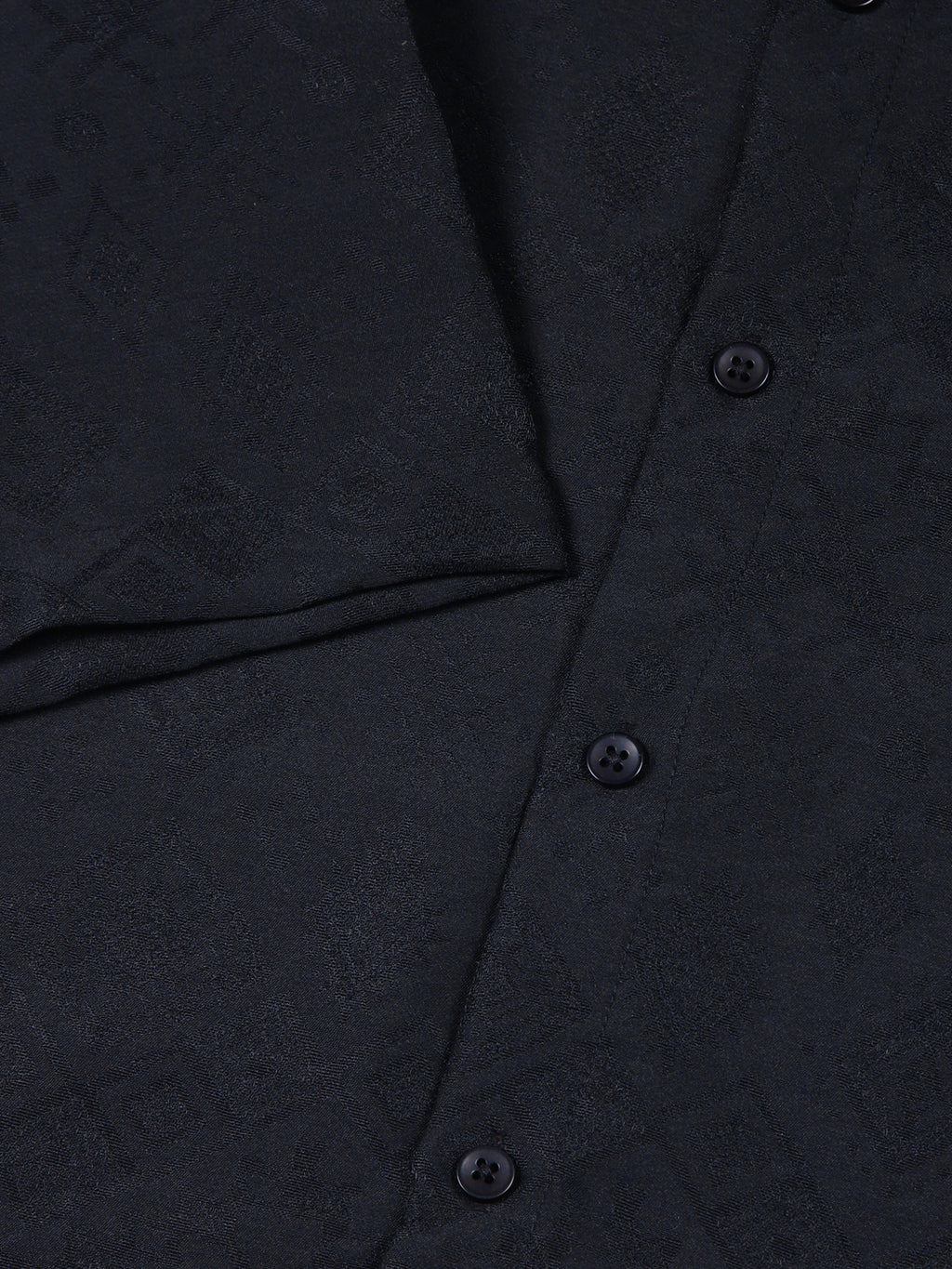 Black Slim Fit Geometric Print Casual Shirt For Men