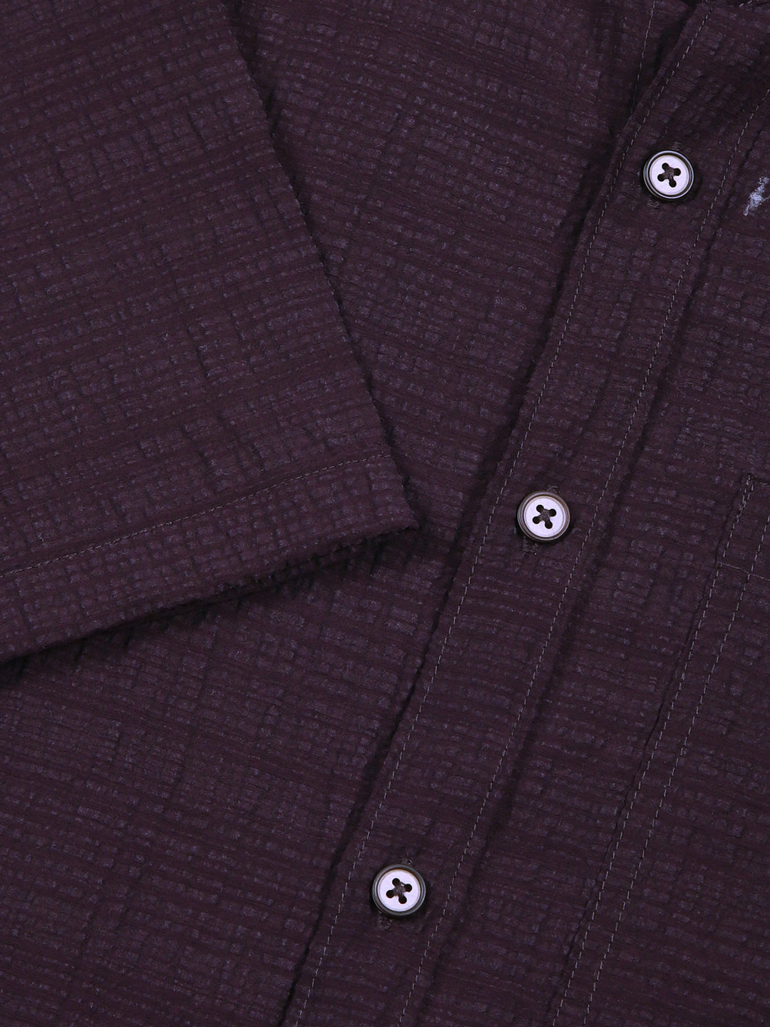 Thomas Scott Men DarkGrey Slim Fit Textured Seersucker Casual Shirt