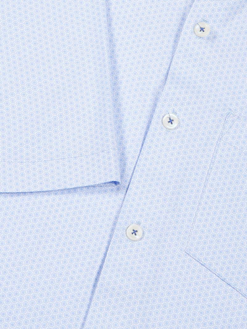 Thomas Scott Men SkyBlue Slim Fit Micro Ditsy Printed Knit Shirt