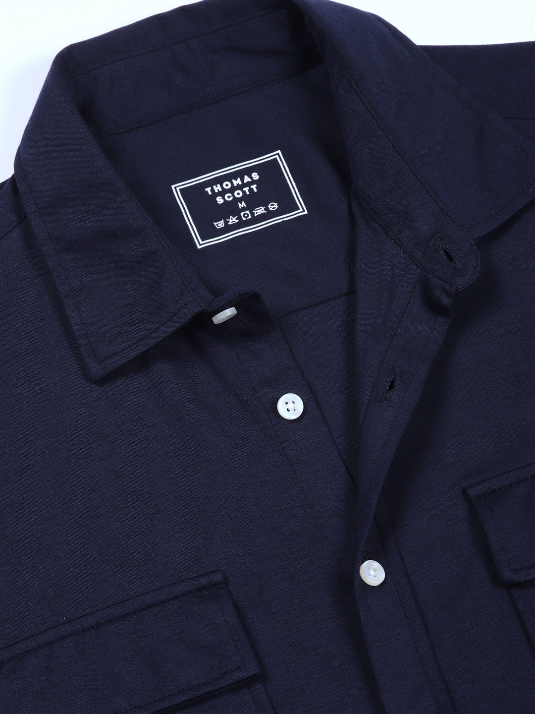 Thomas Scott Men Navy Slim Fit Solid Casual Shirt