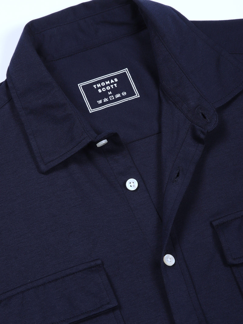 Thomas Scott Men Navy Slim Fit Solid Casual Shirt