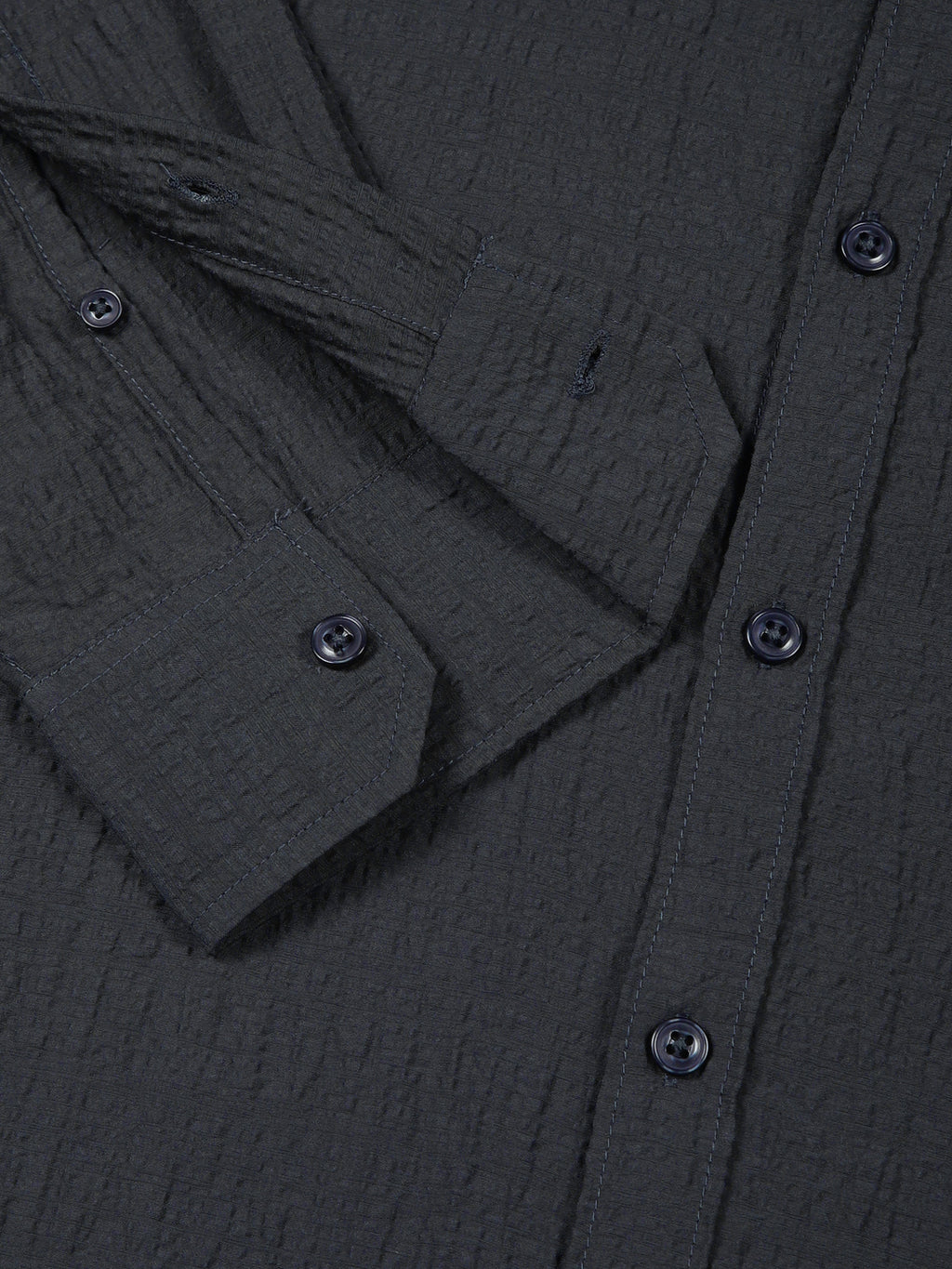 Thomas Scott Men BottleGreen Slim Fit Solid Seersucker Casual Shirt