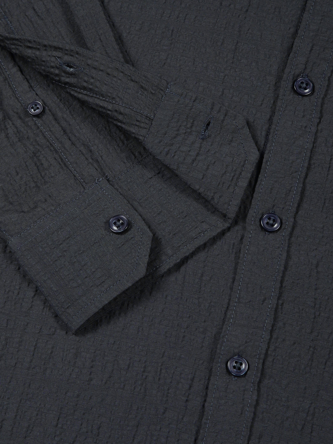 Thomas Scott Men BottleGreen Slim Fit Solid Seersucker Casual Shirt