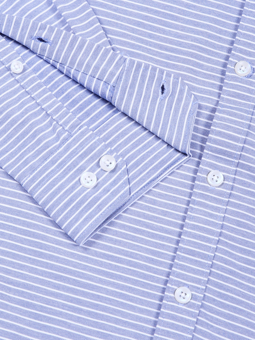 Thomas Scott Men Blue Slim Fit Horizontal Stripes Casual Shirt