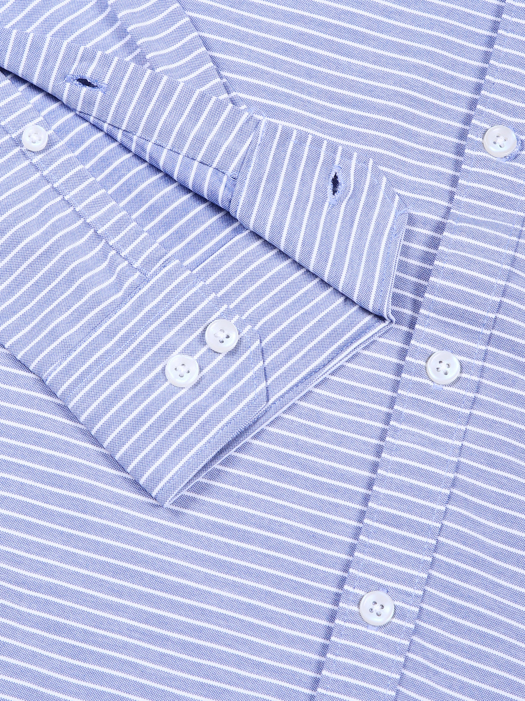 Thomas Scott Men Blue Slim Fit Horizontal Stripes Casual Shirt