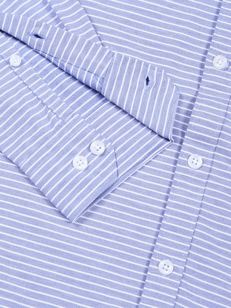 Thomas Scott Men Blue Slim Fit Horizontal Stripes Casual Shirt