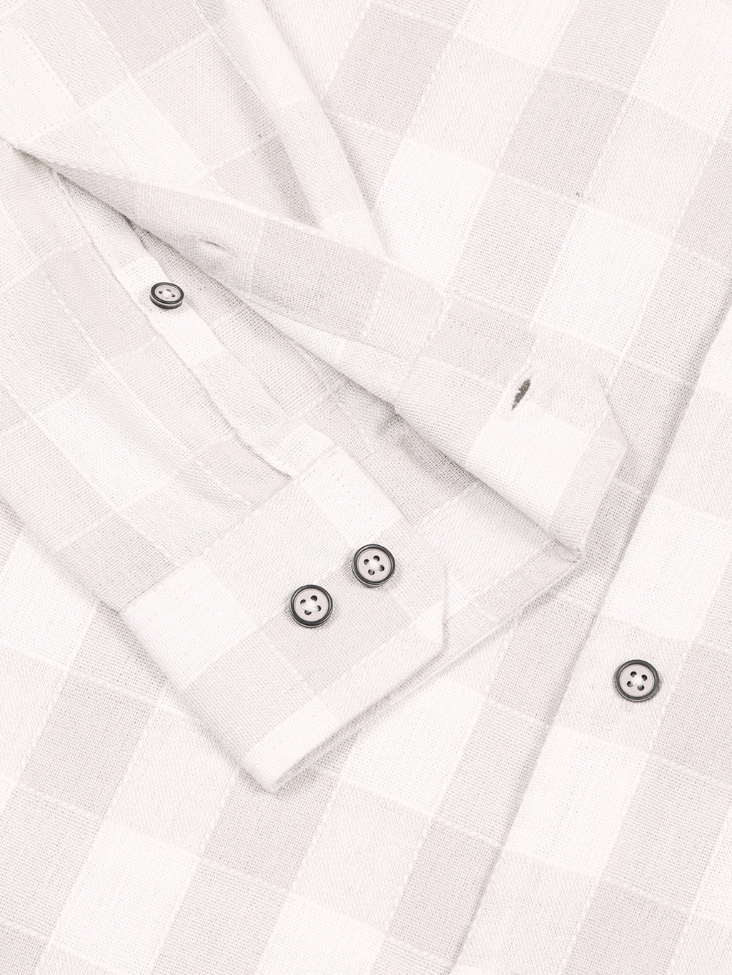 Thomas Scott Men Beige Slim Fit Windowpane Checked Cotton Casual Shirt