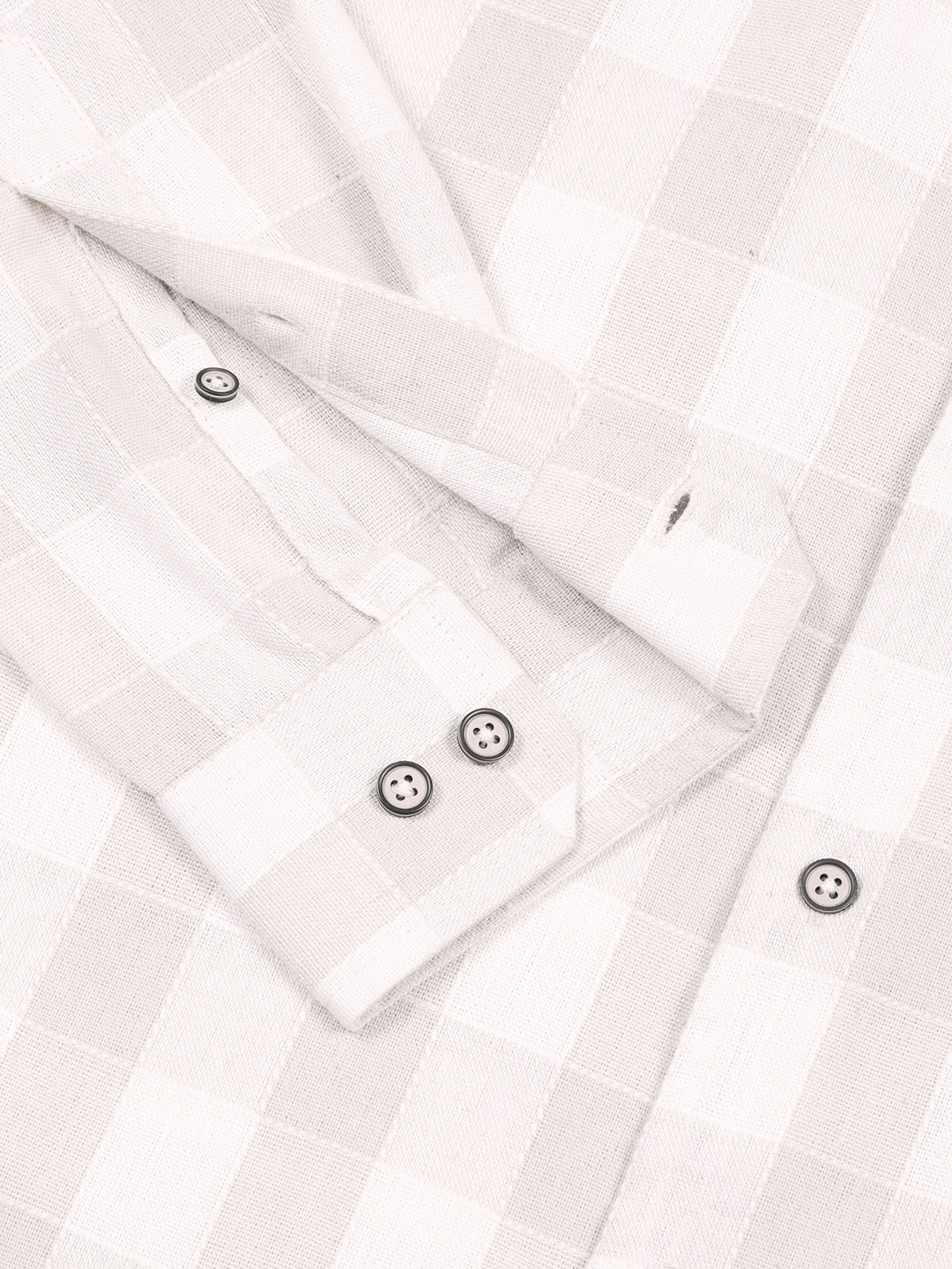 Thomas Scott Men Beige Slim Fit Windowpane Checked Cotton Casual Shirt
