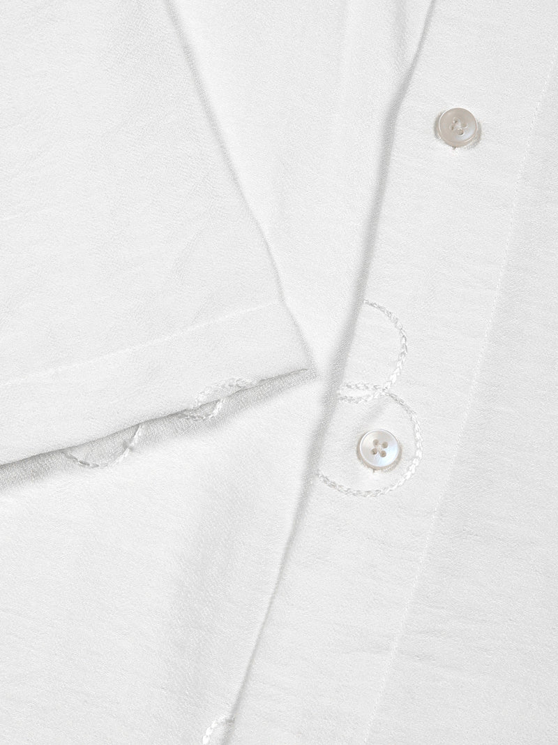 Thomas Scott Men White Regular Fit Short Sleeves Cuban Collar Embroidered Shirt