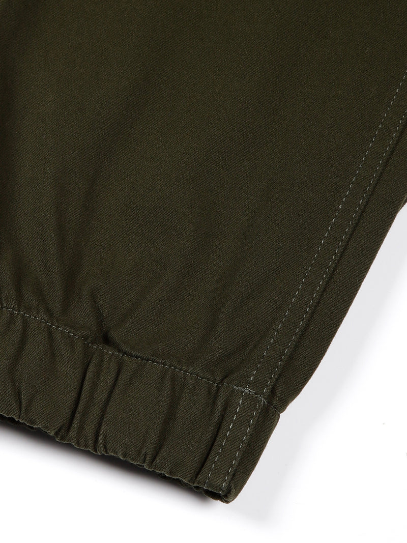 Thomas Scott Men BottleGreen Mid-Rise Slim Fit Woven Cargo Trousers