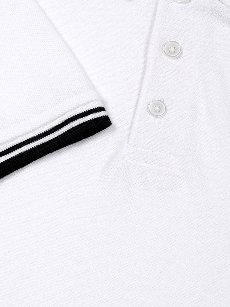 Thomas Scott Men White Regular Fit Short Sleeves Polo Collar Knit Tshirt