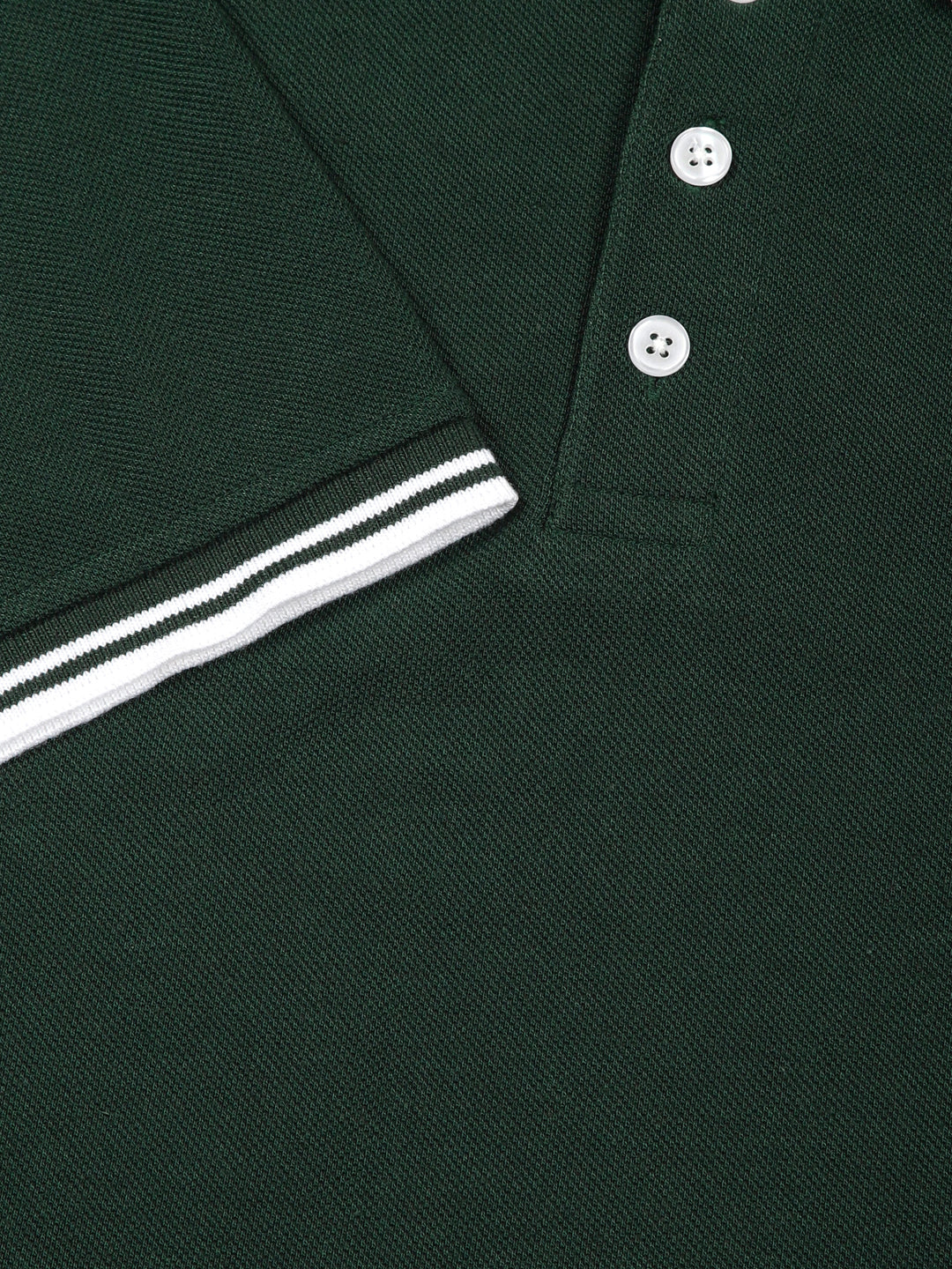 Thomas Scott Men BottleGreen Regular Fit Short Sleeves Polo Collar Knit Tshirt