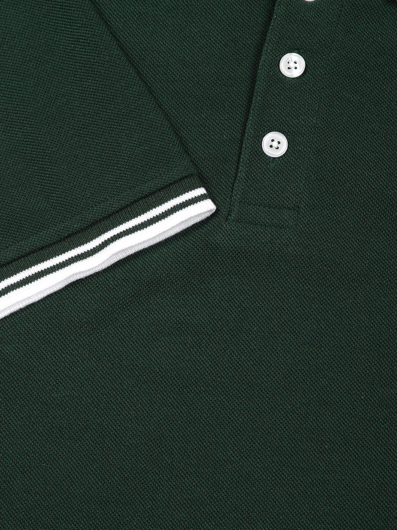 Thomas Scott Men BottleGreen Regular Fit Short Sleeves Polo Collar Knit Tshirt