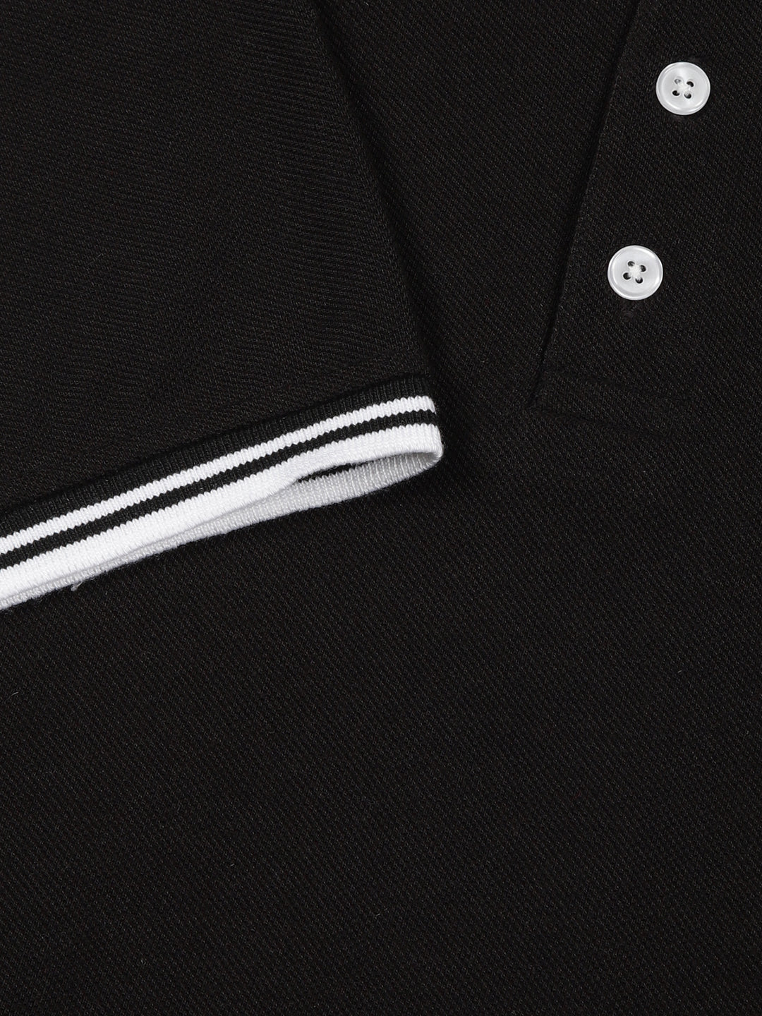 Thomas Scott Men Black Regular Fit Short Sleeves Polo Collar Knit Tshirt