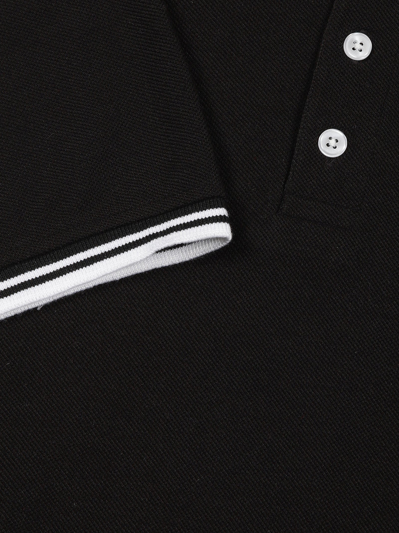 Thomas Scott Men Black Regular Fit Short Sleeves Polo Collar Knit Tshirt
