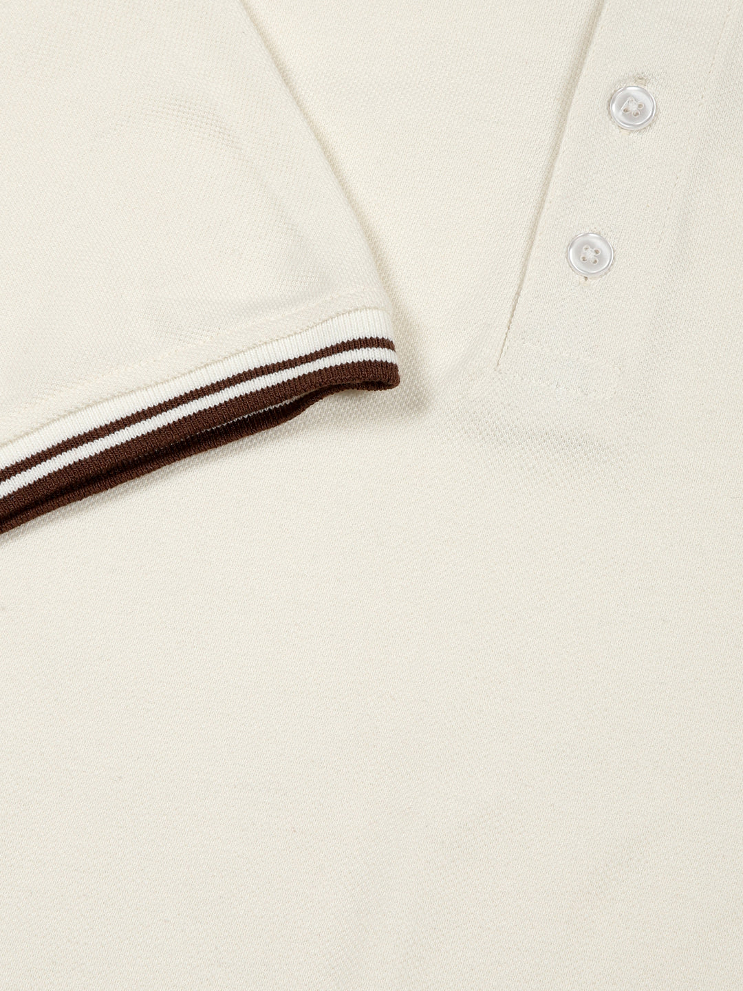 Thomas Scott Men Cream Regular Fit Short Sleeves Polo Collar Knit Tshirt