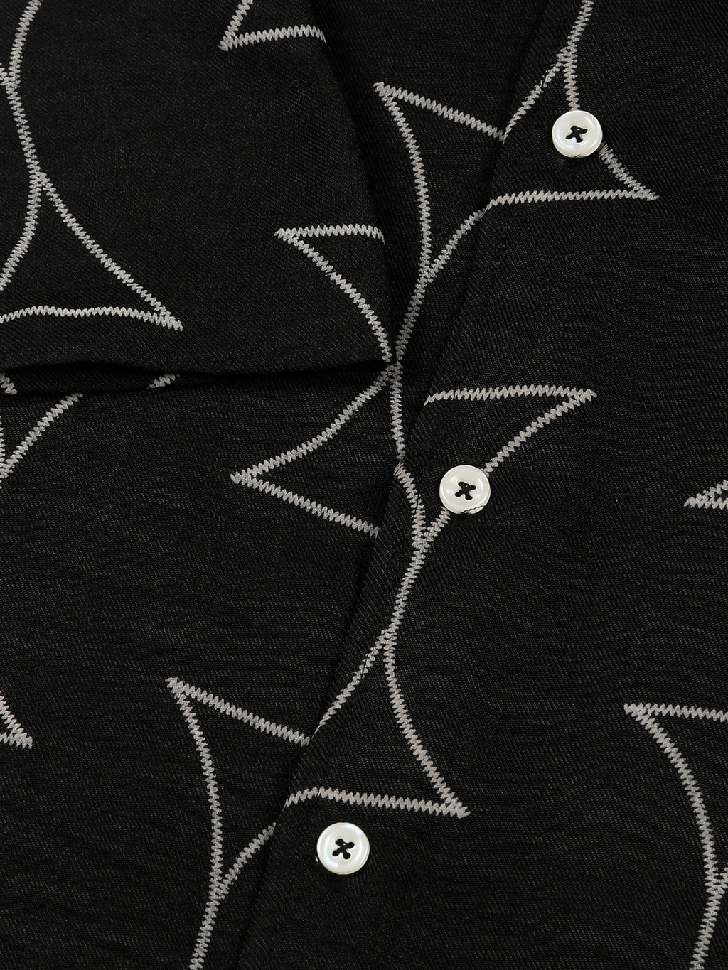 Thomas Scott Men Black Slim Fit Short Sleeves Geometric Print Casual Shirt