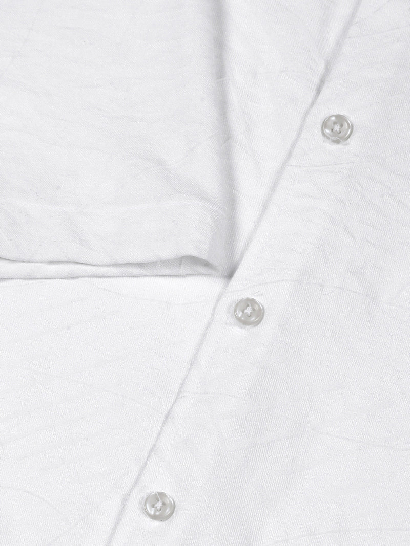 Thomas Scott Men White Slim Fit Short Sleeves Abstract Print Casual Shirt