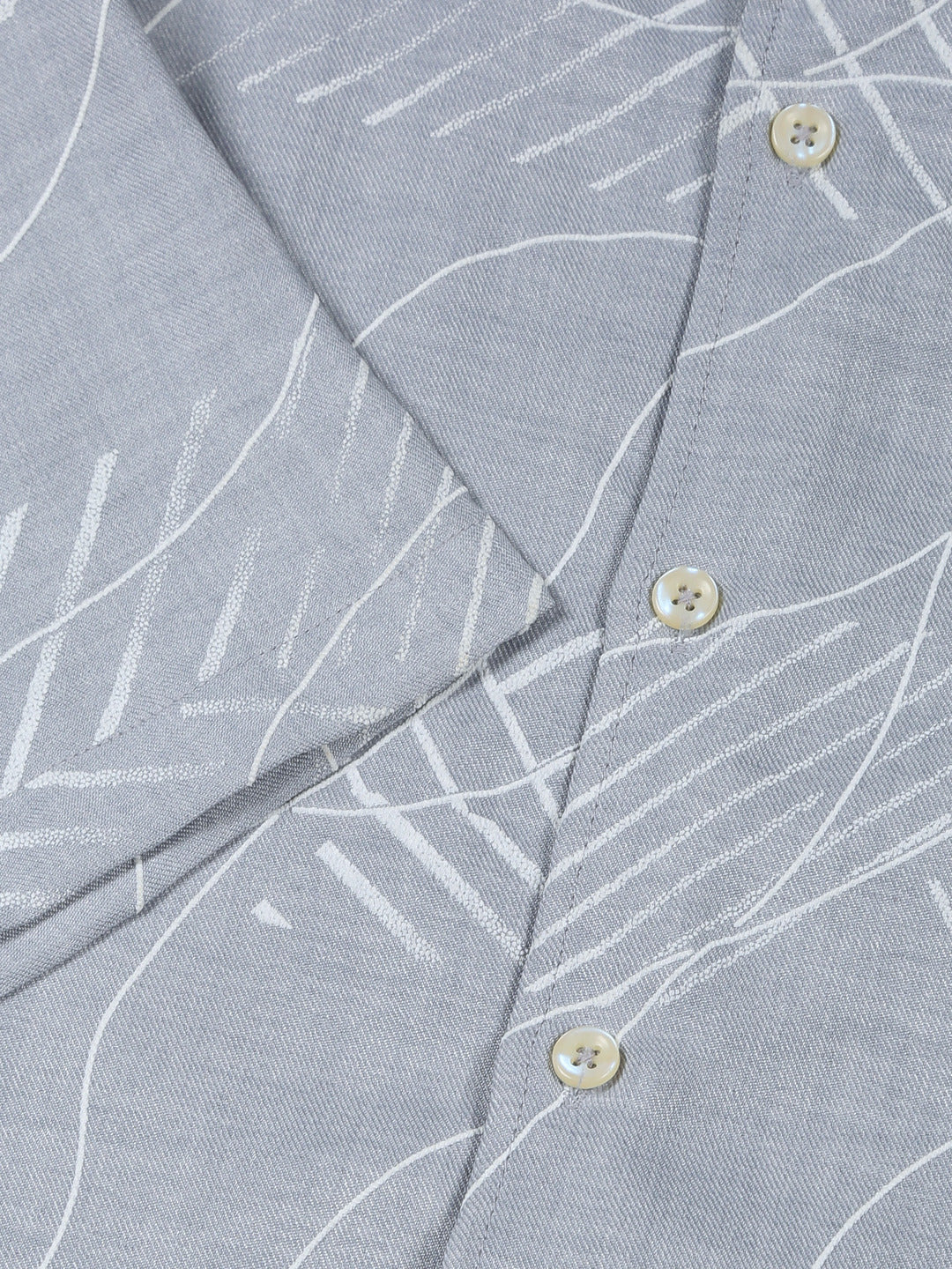 Thomas Scott Men Grey Slim Fit Short Sleeves Abstract Print Casual Shirt