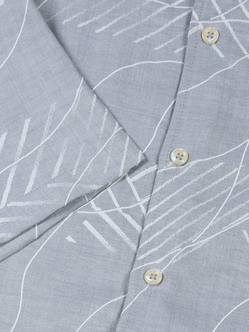 Thomas Scott Men Grey Slim Fit Short Sleeves Abstract Print Casual Shirt