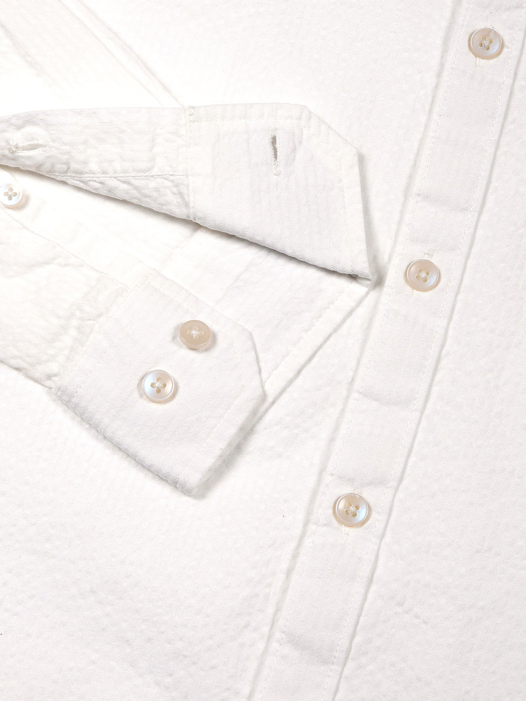 Thomas Scott Men White Reguar Fit Long Sleeves Pinstripes Cotton Casual Shirt