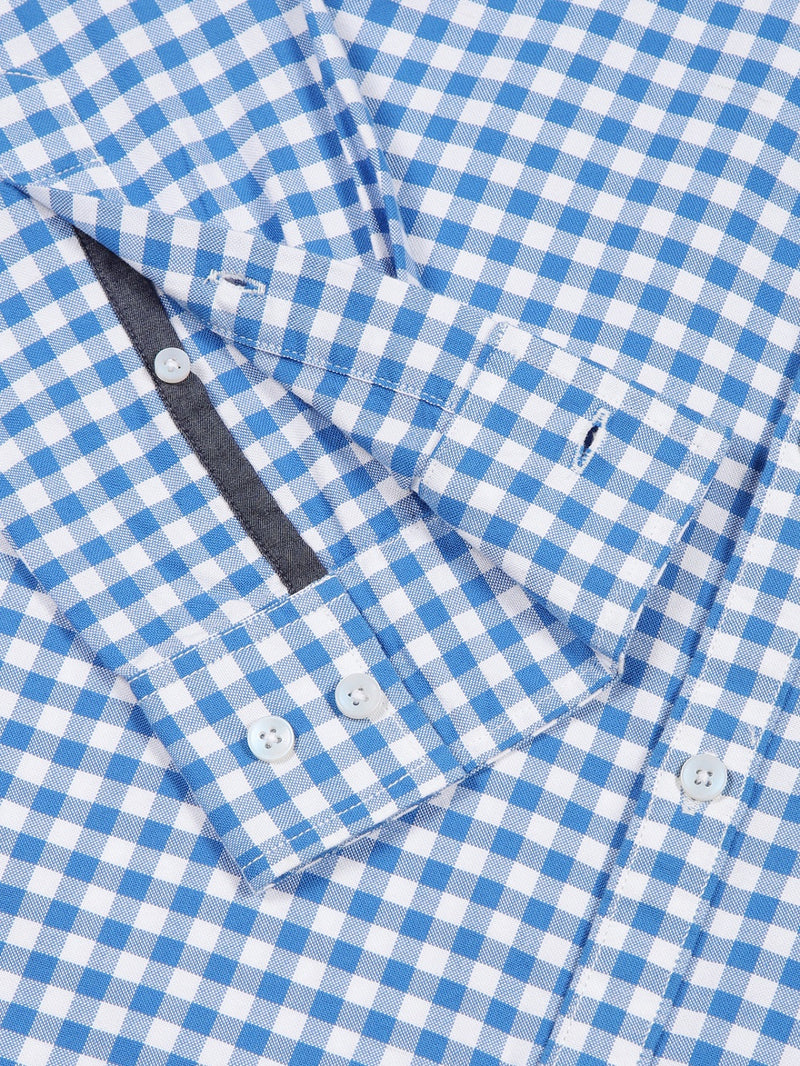 Thomas Scott Men Blue Slim Fit Long Sleeves Gingham Checks Woven Casual Shirt
