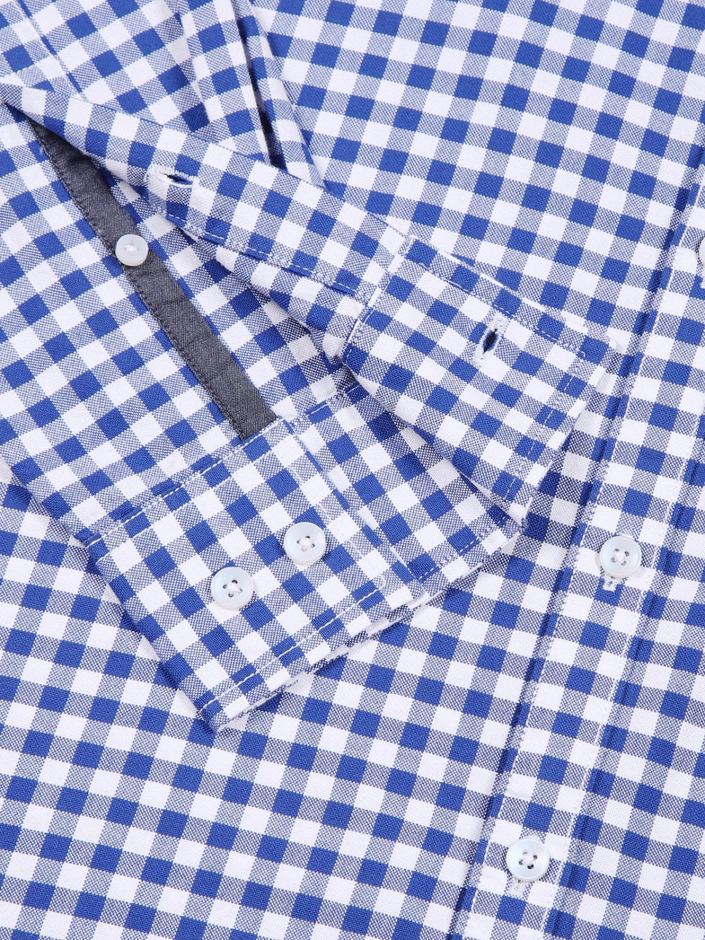 Thomas Scott Men RoyalBlue Slim Fit Long Sleeves Gingham Checks Woven Casual Shirt