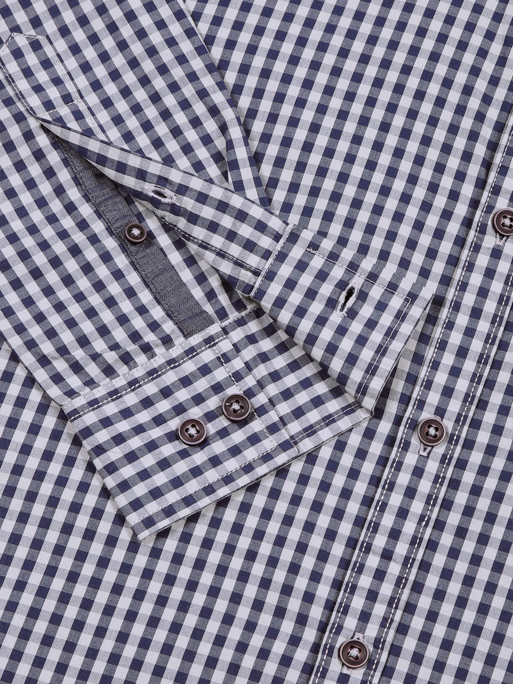 Thomas Scott Men Navy Slim Fit Long Sleeves Gingham Checks Woven Casual Shirt